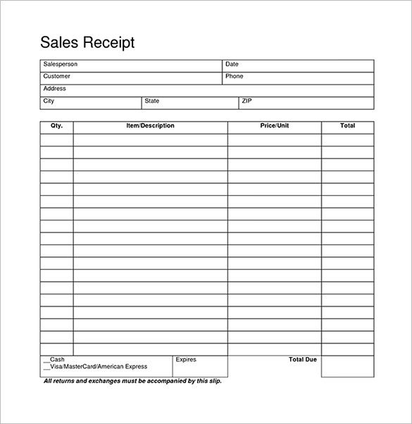 Blank Receipt Template – 20 Free Word Excel PDF Vector