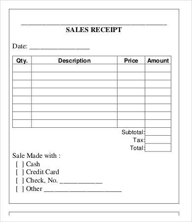 Sales Receipt Template 13 Free PDF Word Documemts