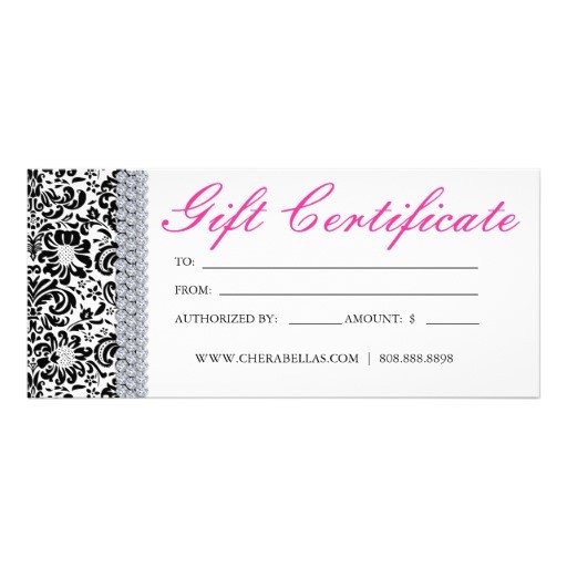 Gift Certificates Salon Spa Pink Crown Jewellery Rack Card