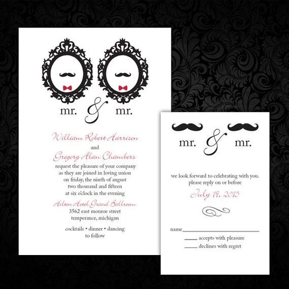 Custom Mr and Mr Same Wedding Invitations by