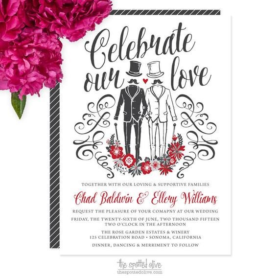 Same Gay Wedding Invitations DIY Printable or
