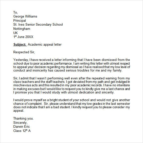 Appeal Letter 12 Free Samples Examples Format
