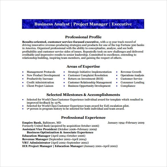 Sample Business Analyst Resume 8 Documents in PDF Word