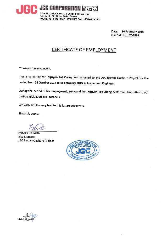 Certificate of employment Barzan PJ Site PDF