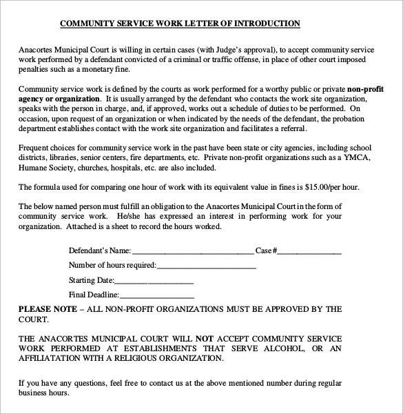 Sample munity Service Letter 25 Download Free