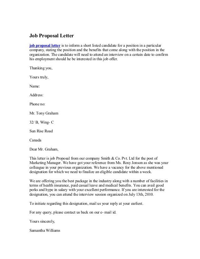 Job Proposal Letter
