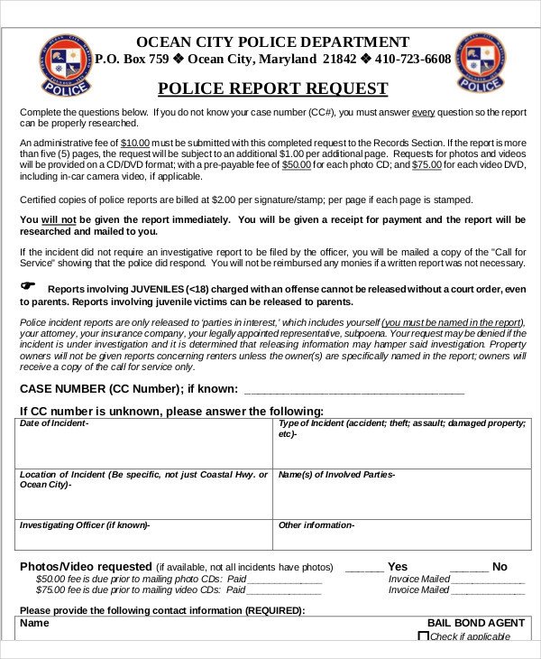 9 Police Report Templates Free Sample Example Format