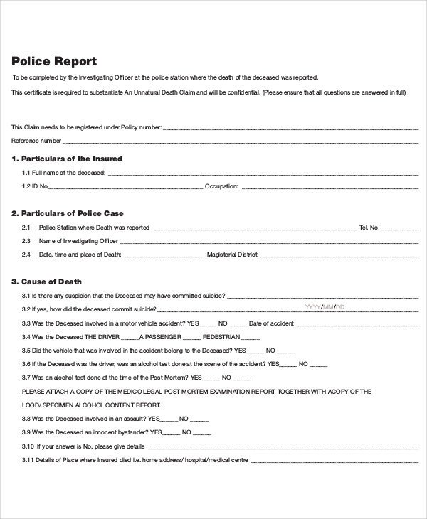 9 Police Report Templates Free Sample Example Format
