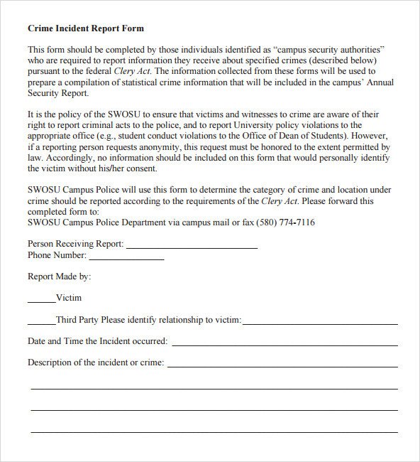 Sample Police Report 7 Documents in Word PDF