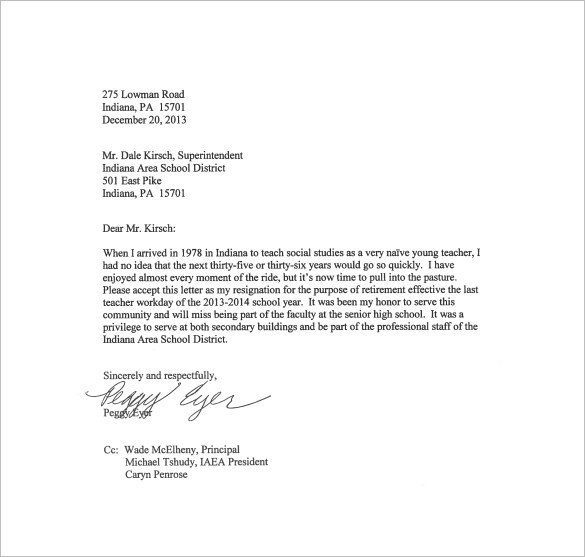 14 Teacher Resignation Letter Templates PDF DOC