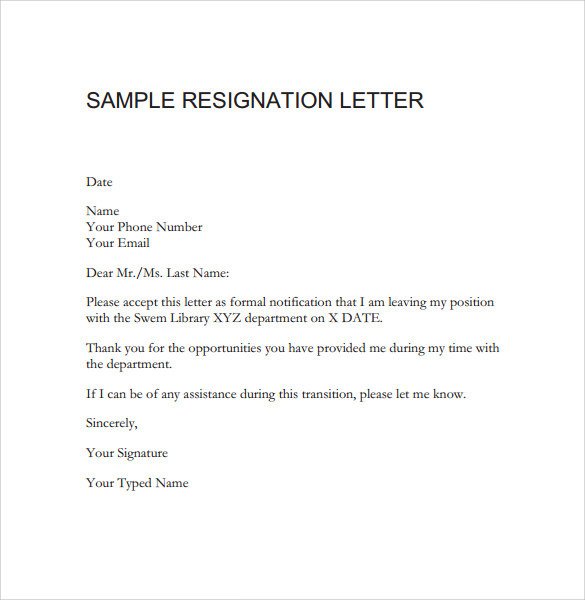 FREE 10 Teacher Resignation Letter Templates in Word