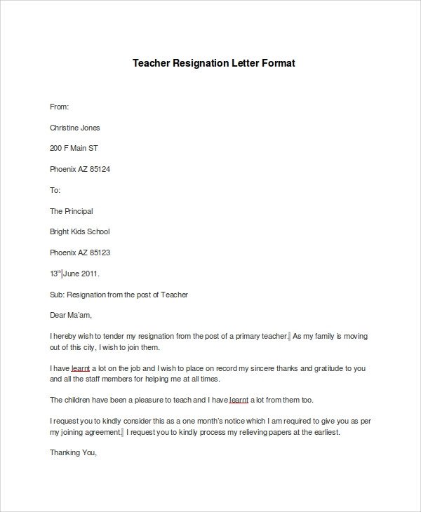 Resignation Letter Samples Examples Templates 7