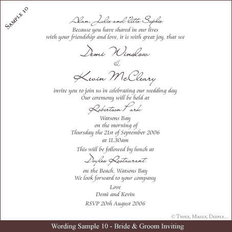 Free Wedding Invitation Wording Samples Truly Madly