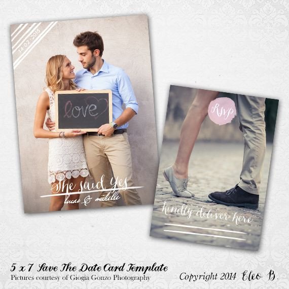 5x7 Save The Date Template shop Template STD005