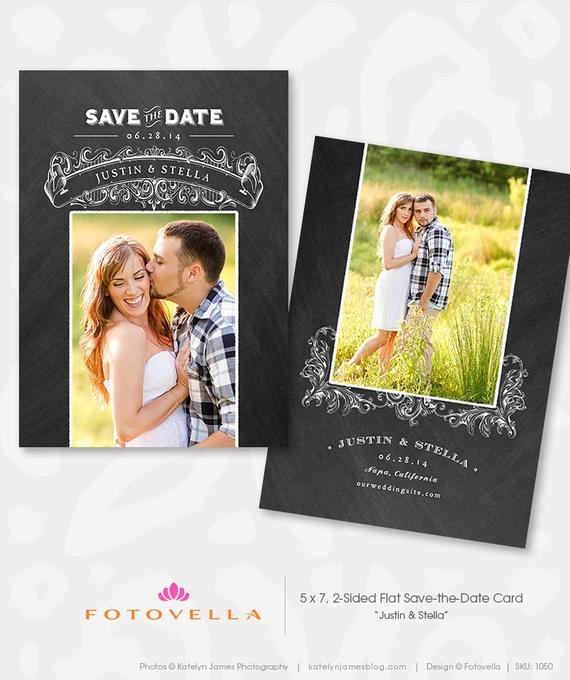 Engagement Announcement Chalkboard Save The Date by FOTOVELLA