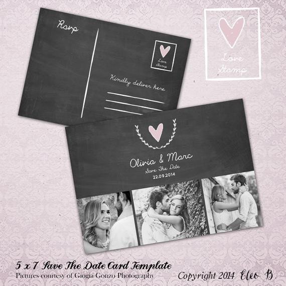 Save The Date Postcard Save The Date Template Wedding by EleoB