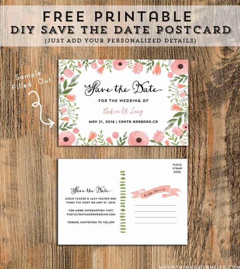 DIY Save The Date Postcard Free Printable