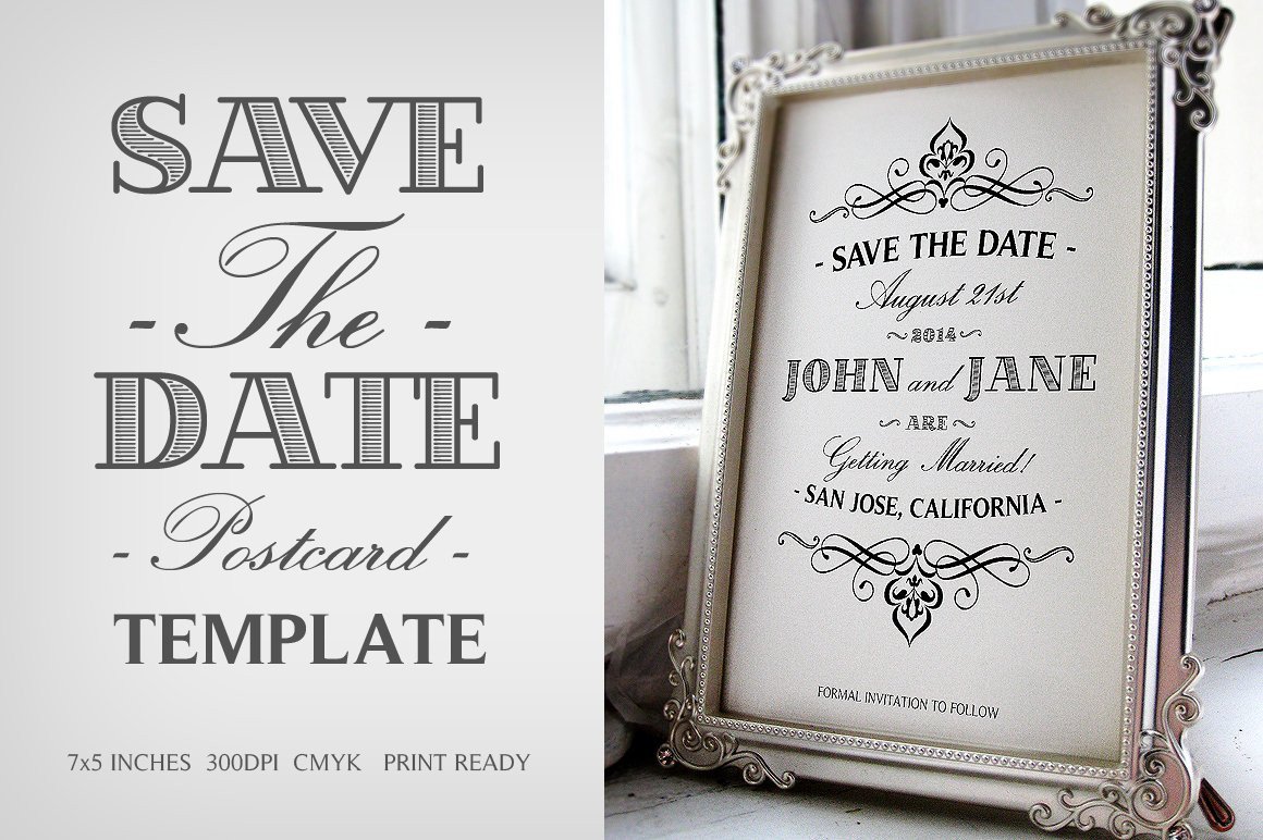 Save The Date Postcard Template V 1 Wedding Templates