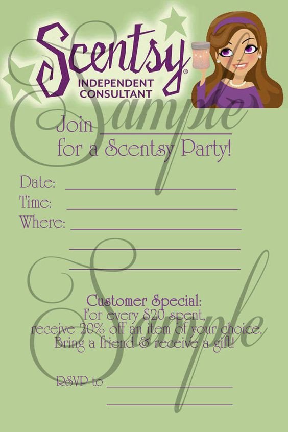 Scentsy Consultant Fill In Party Invitation Custom