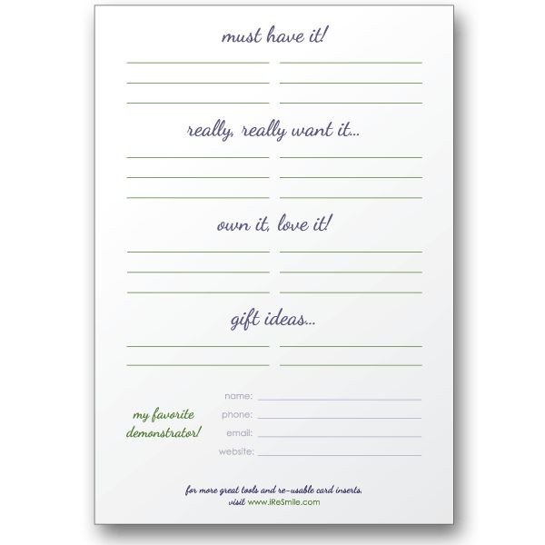 Post It pad Wish List for catalog business consultants