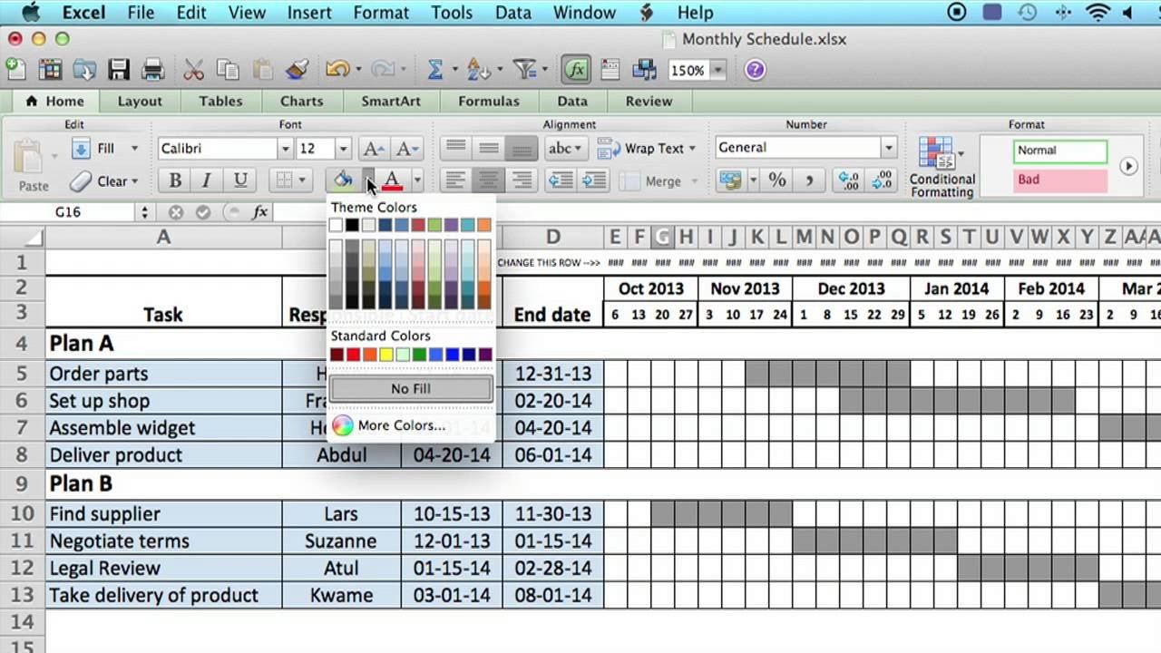 How to Use a Monthly Schedule in Microsoft Excel Using