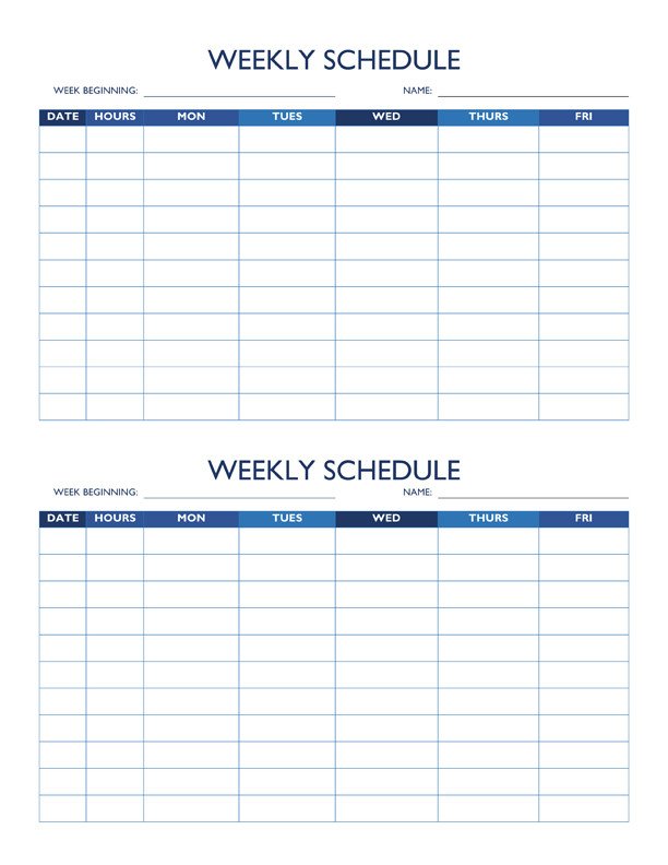Availability Schedule Template
