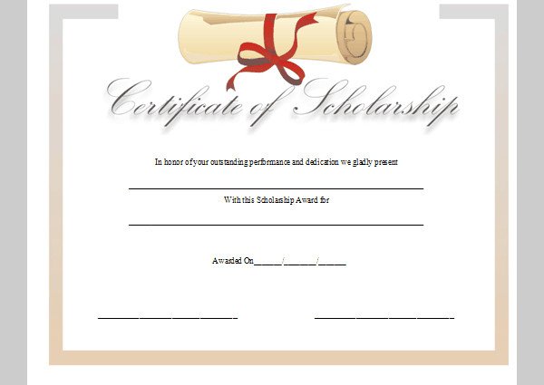Certificate Template for Scholarship Sample of