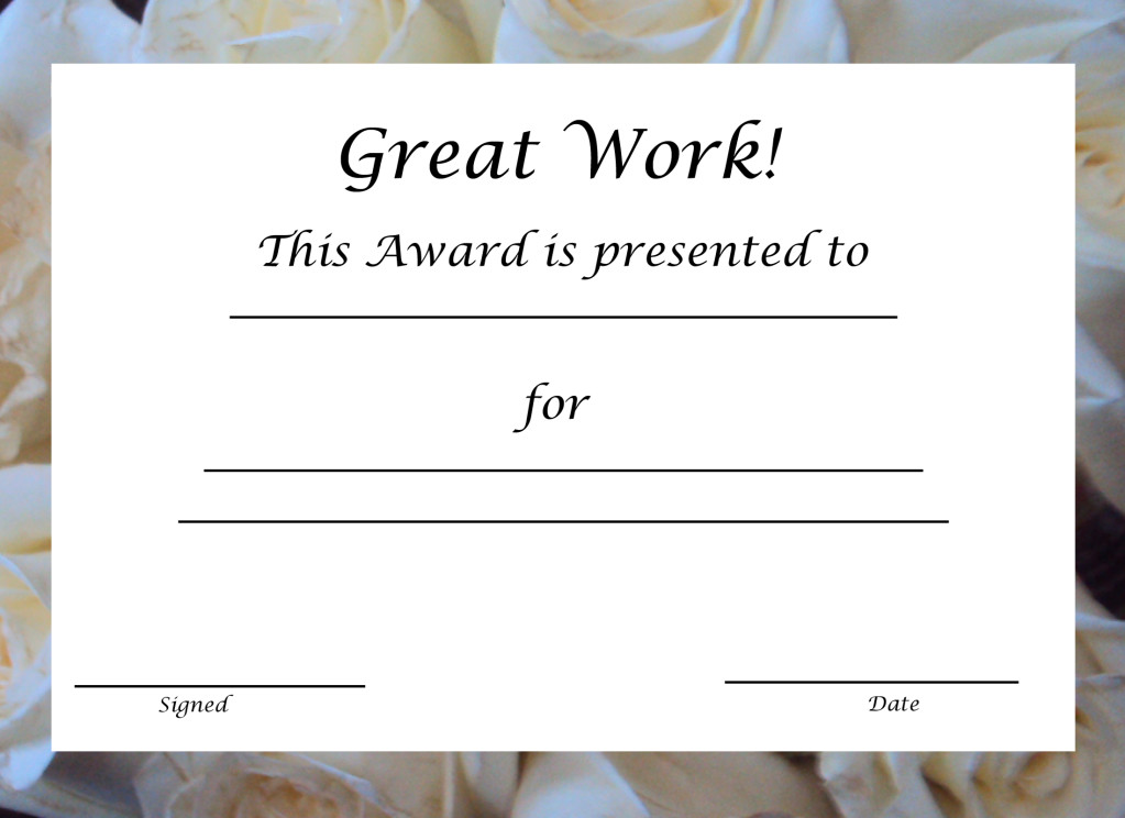 Free Printable Award Certificate Template