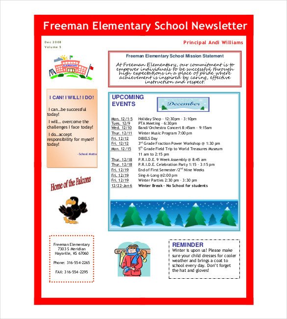 School Newsletter Template 7 Word PDF PSD Documents