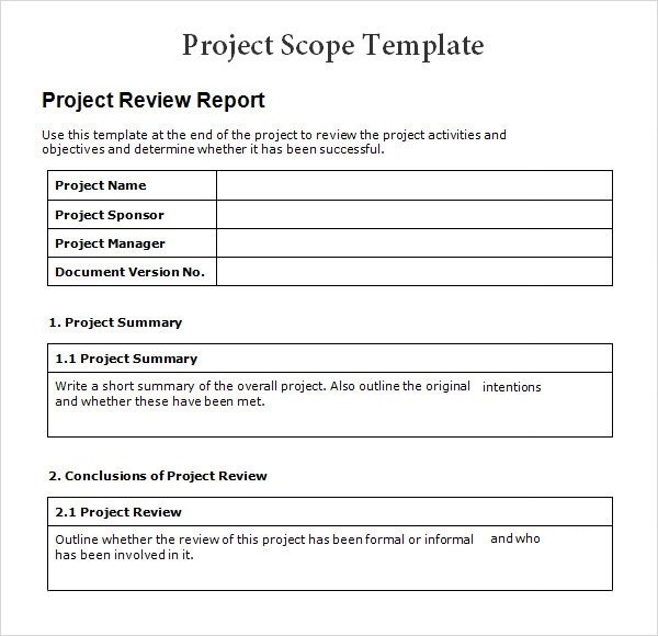 8 Sample Project Scope Templates PDF Word