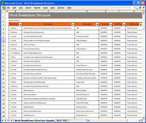 Image Scope of Work MS Excel Work Breakdown Structure