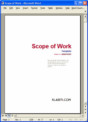 Scope of Work Template MS Word & Excel