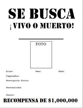 SE BUSCA Wanted Poster Beginner Middle School Spanish
