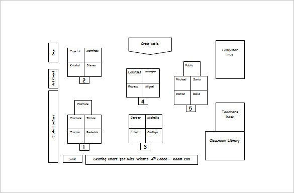 Classroom Seating Chart Template 10 Examples in PDF