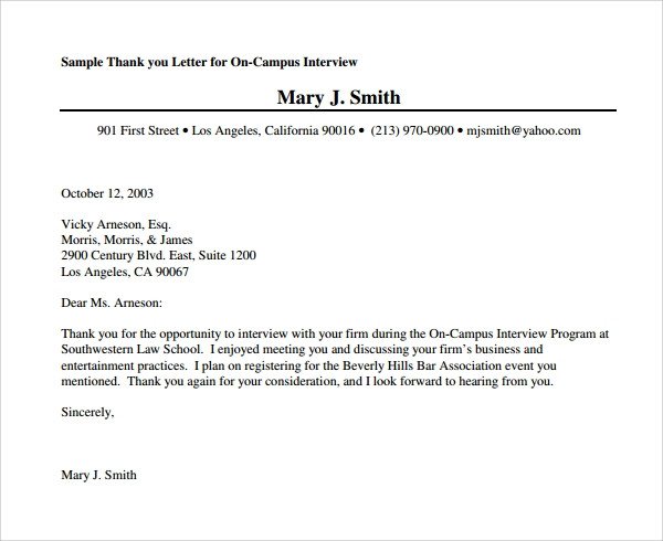 Sample Thank You Letter After Second Interview Download