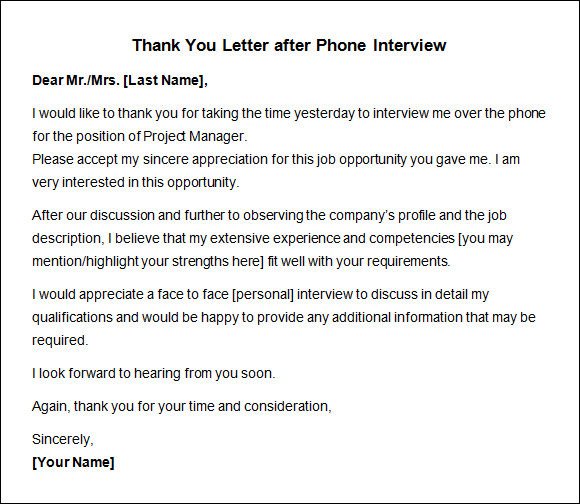 Thank You letter after Interview 10 Free Download for