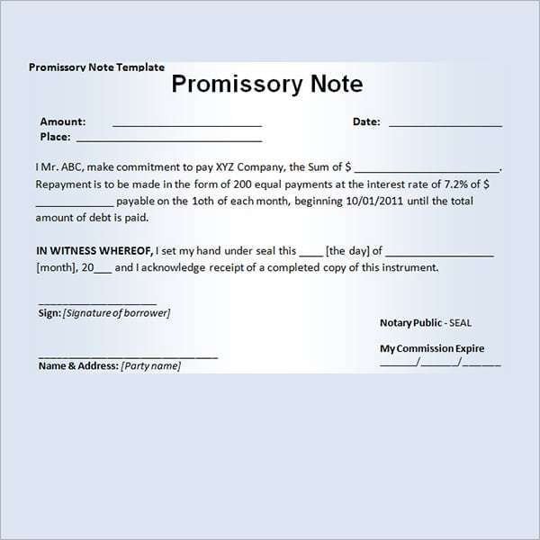 11 Promissory Note Templates Word Excel PDF Formats