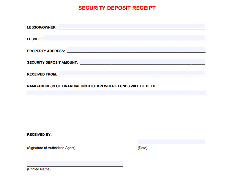 5 Free Security Deposit Receipt Templates Word Excel