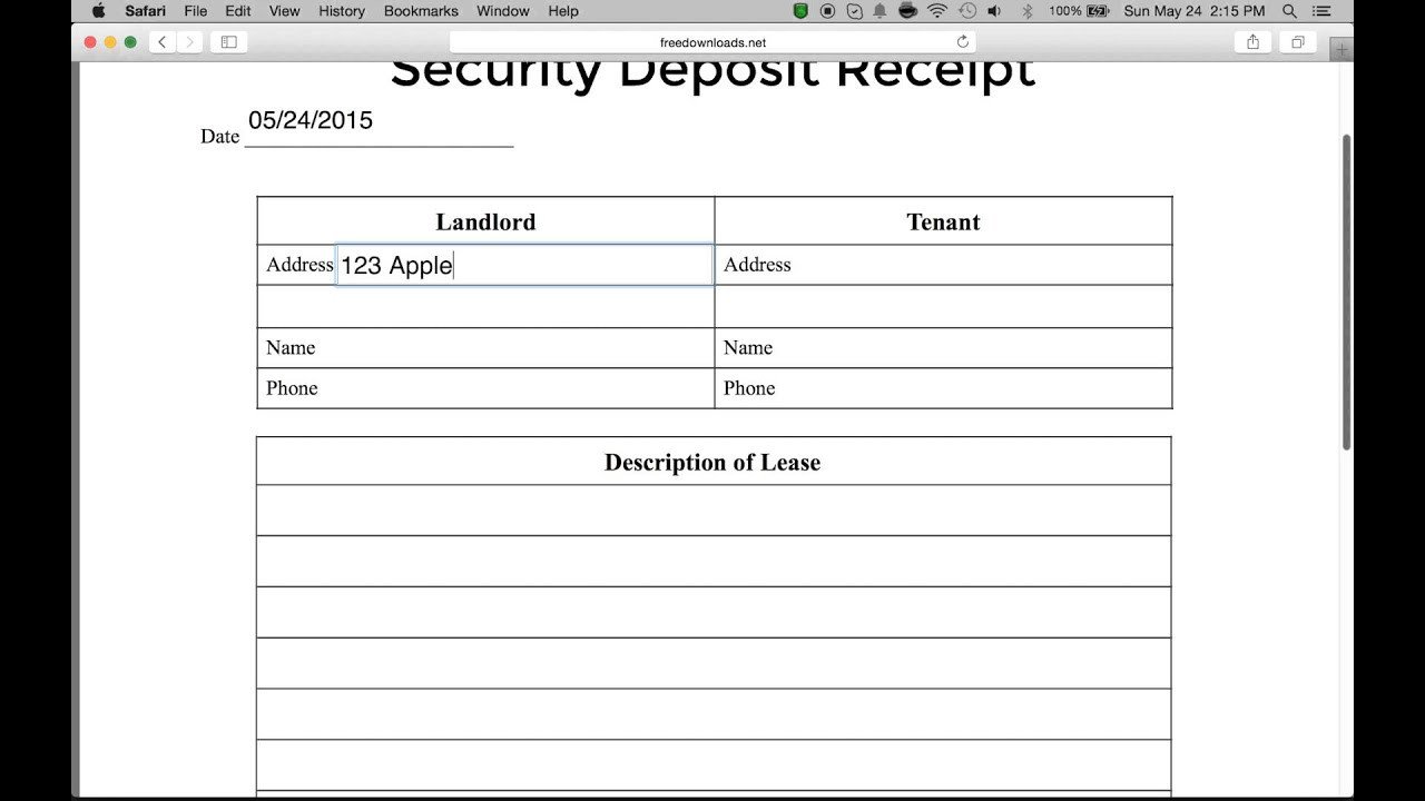 How to Write a Security Deposit Receipt Form PDF