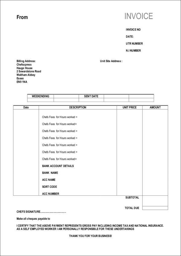 FREE 10 Self Employed Invoice Samples & Templates in PDF