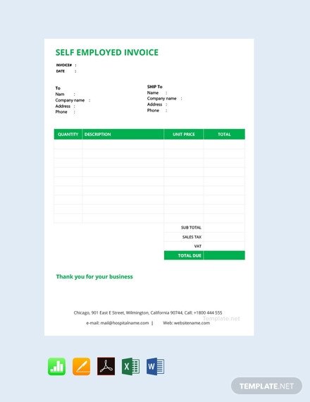 FREE Self Employed Invoice Template PDF Word