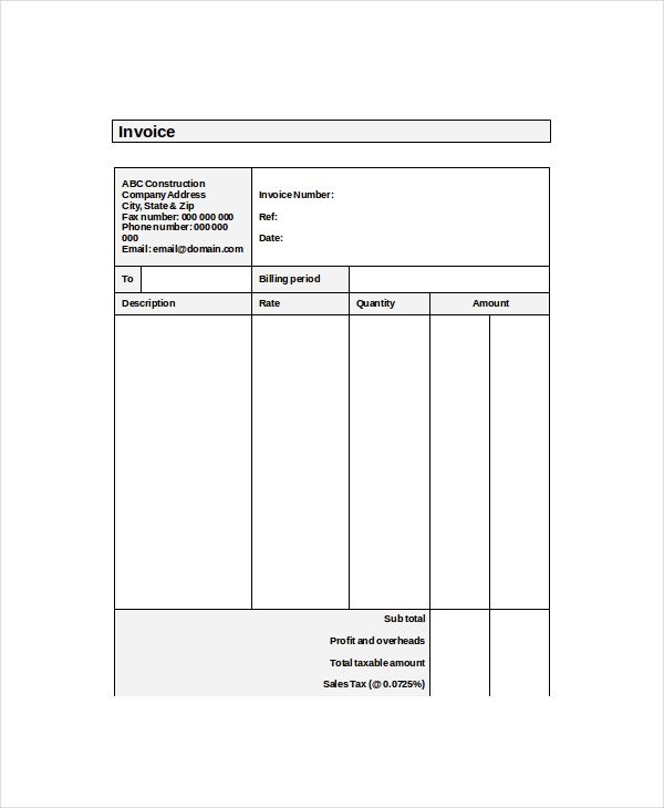 Self Employed Invoice Template 12 Free Word Excel PDF