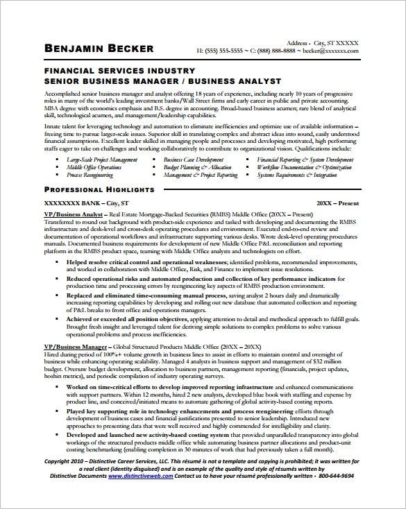 Business Analyst Resume Template – 15 Free Samples