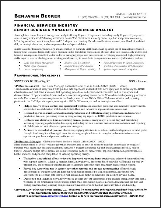 Senior Business Analyst Resume