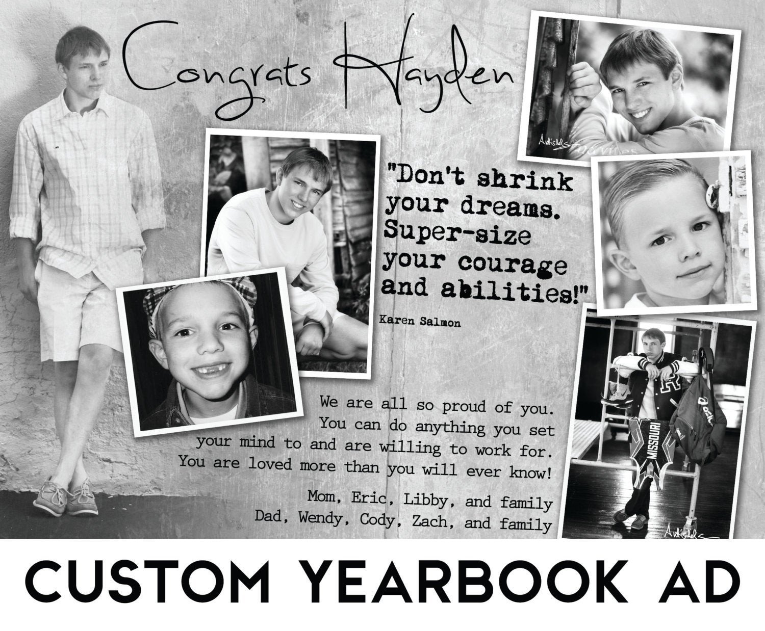 Custom Senior Yearbook Ad w Design Consultation