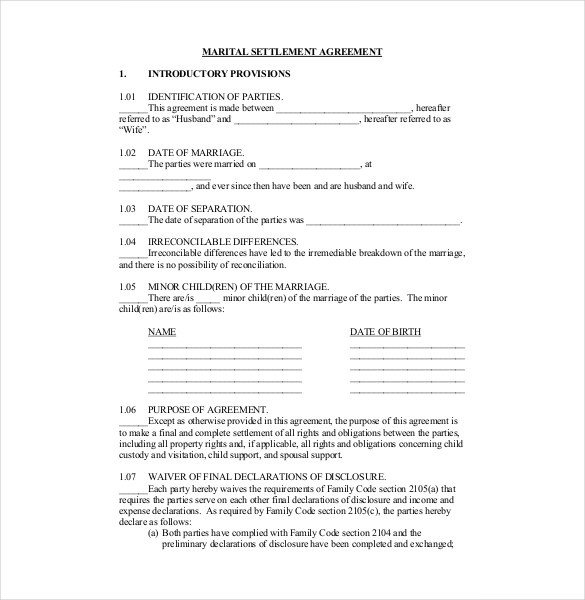 12 Divorce Agreement Templates PDF DOC