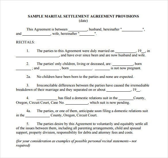Separation Agreement Template 8 Download Free Documents