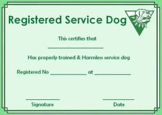 Service Dog Papers Template