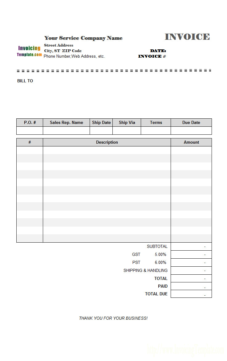Blank Invoice Templates 20 Results Found