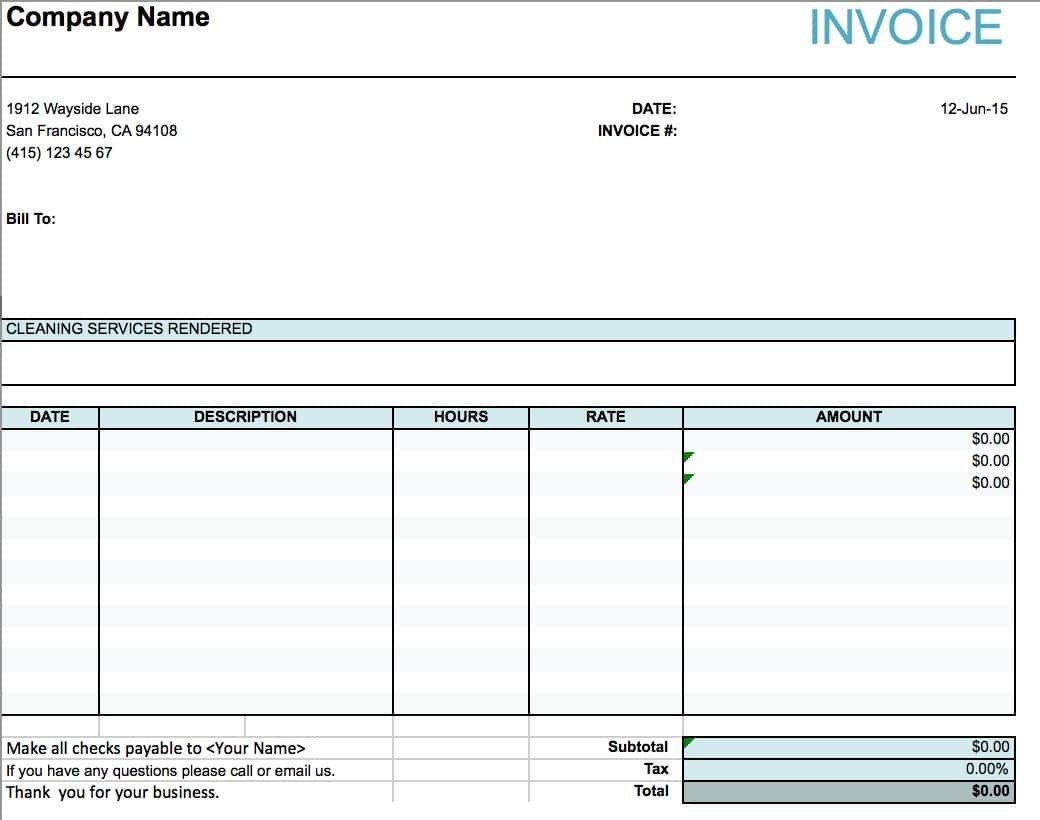 Cleaning Service Invoice Invoice Template Ideas